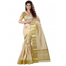 e-VASTRAM Womens Tassar Silk Saree With Zari Blouse(TACR_Beige)